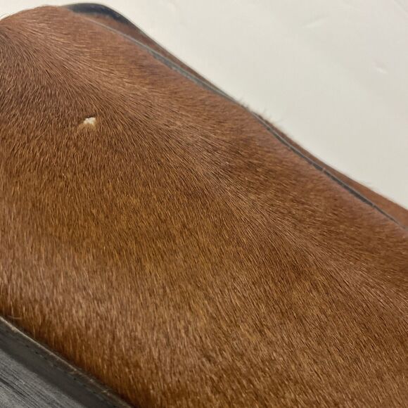 Avelar Cowhide Handbag Crossbody Purse Dark Brown Cow Leather Fur Made Mexico - Picture 11 of 14